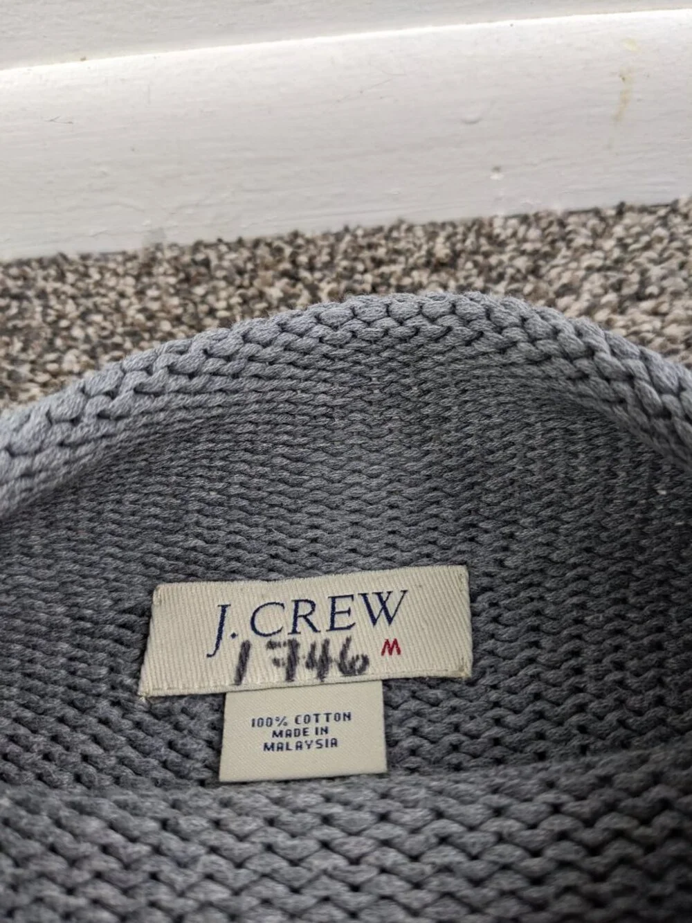 Vintage J Crew Sweater Roll Neck Cotton Fisherman Gray Mens Medium